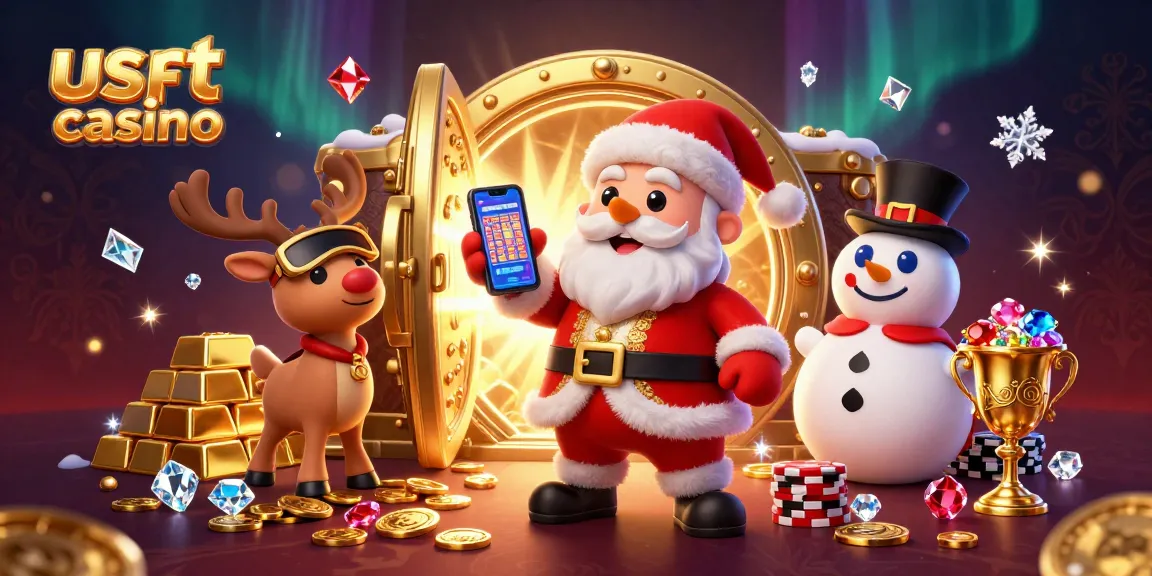 Gioca nei migliori usdt casino mentre il Babbo Natale 3D celebra tra oro e giochi.