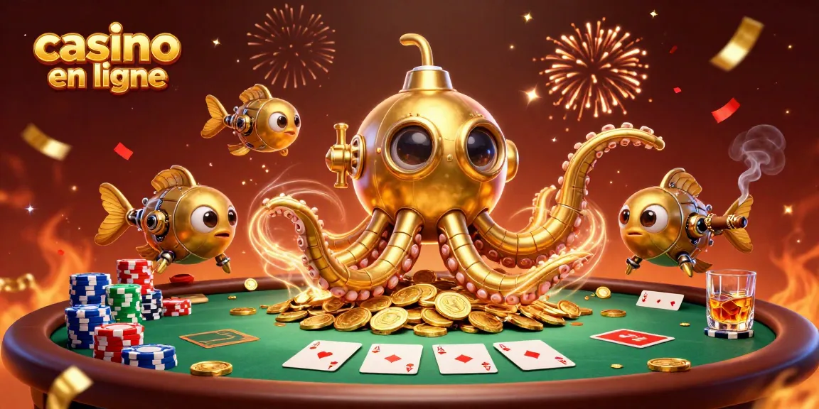 Gagnez avec le casino en ligne en jouant sur des tables animées avec un kraken et des poissons mécaniques.