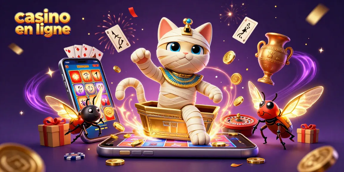 Gagnez avec le casino en ligne : illustration dynamique d'une maman momie égyptienne dans un casino.