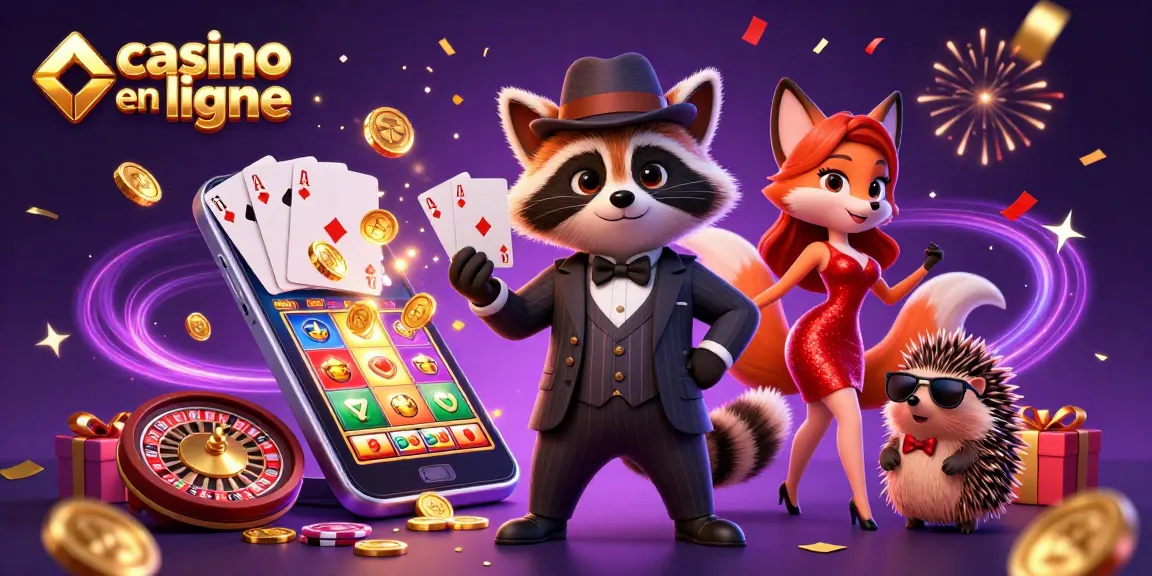 Gagnez avec le casino en ligne, image d'illustration de jeu colorée et dynamique.