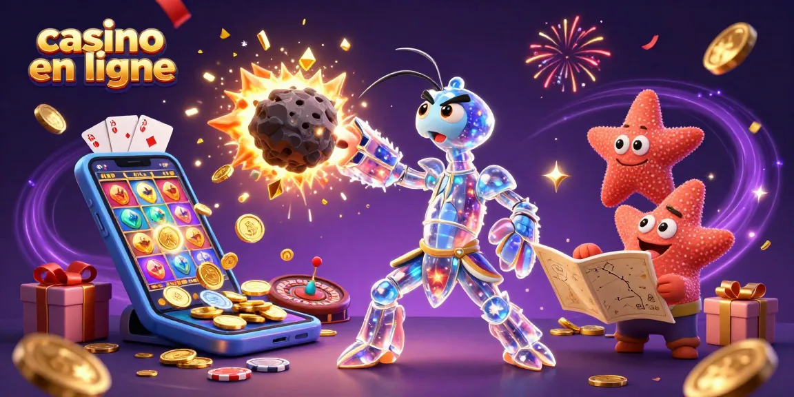 Jouez au casino en ligne avec un samouraï galactique et des pièces dorées éclatantes.