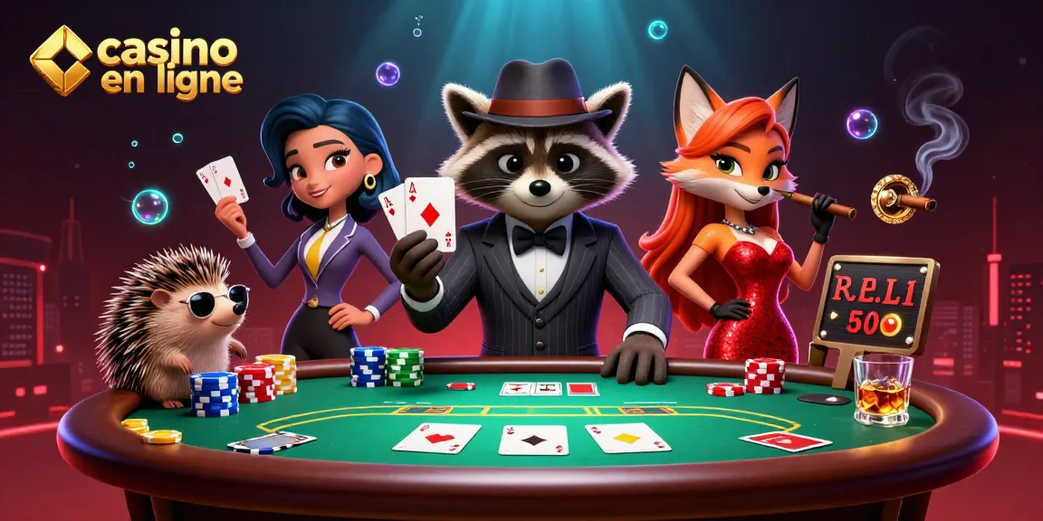 Gagnez à casino en ligne avec un gentleman raton laveur et une charmante renarde au poker.