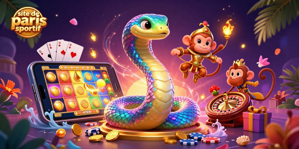 Admirez le serpent arc-en-ciel dans un site de paris sportif magique avec des jeux captivants.