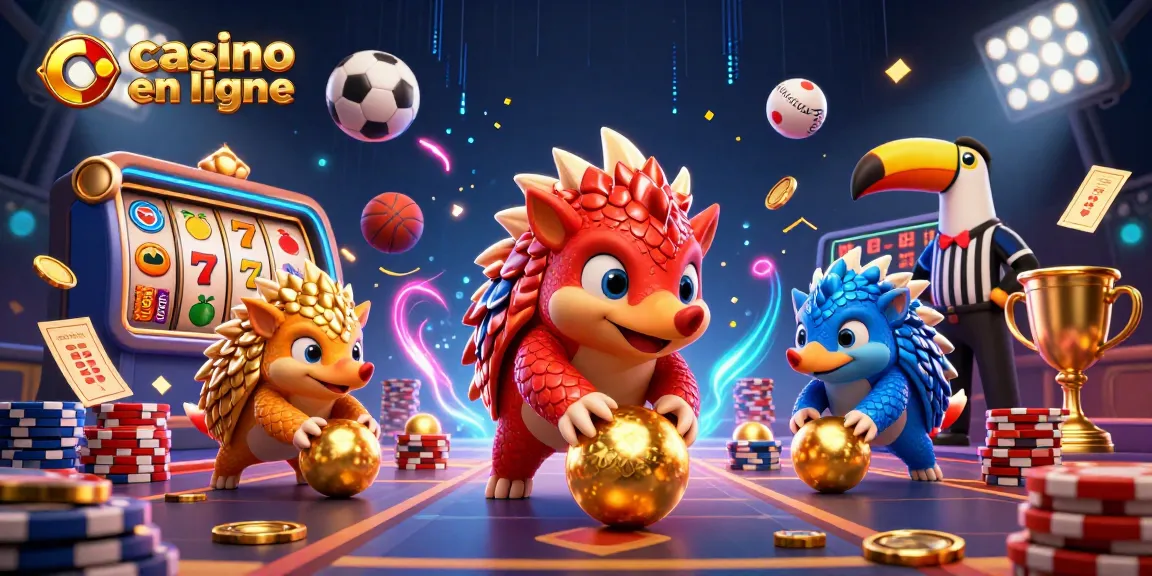 Le jeu de casino en ligne avec des pangolins rivaux sur des jetons et des rouleaux de machines à sous.